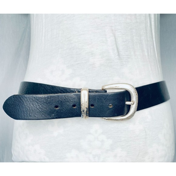 Gap Vintage Leather Belt Distressed Black Metal Loop Size 36 - Picture 2 of 11